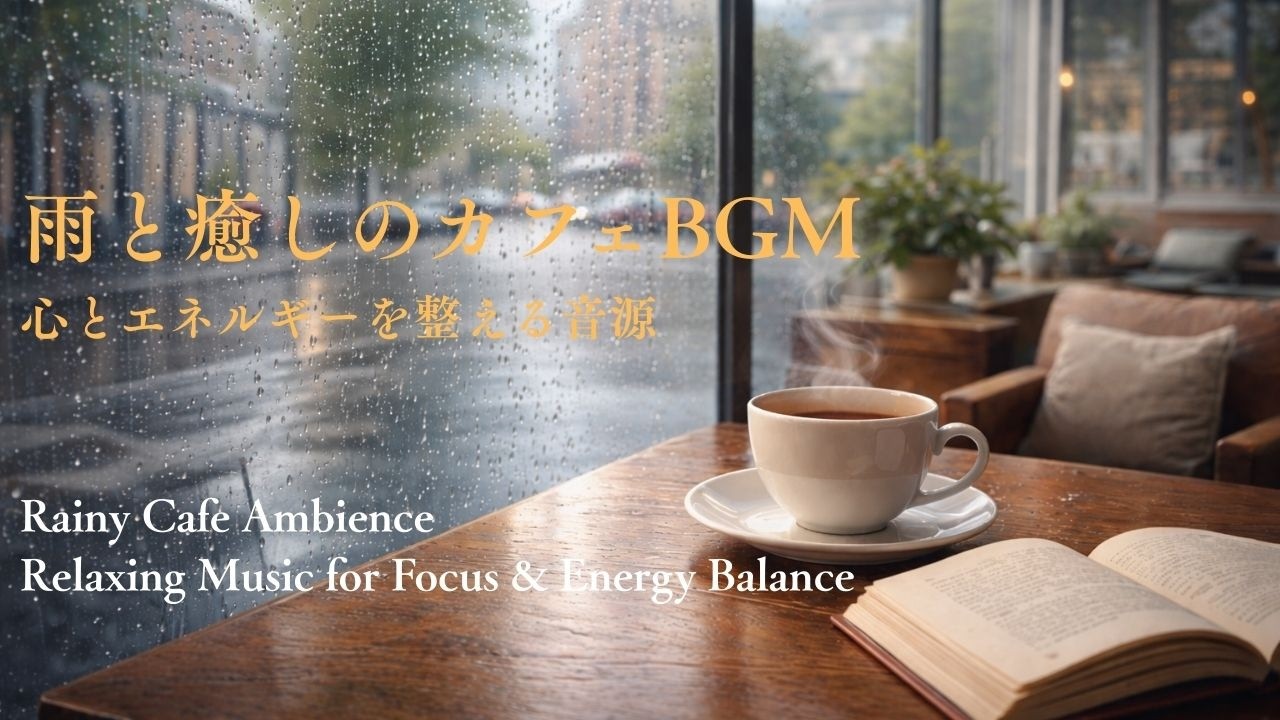【1h】雨音と癒しのカフェBGM☕️心とエネルギーを整える作業用音楽🌧️Rainy Cafe Ambience | Relaxing Music for Focus & Energy Balance