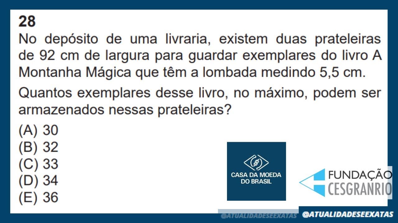 QUESTÕES CESGRANRIO - CASA DA MOEDA 2024 - DIVISÃO