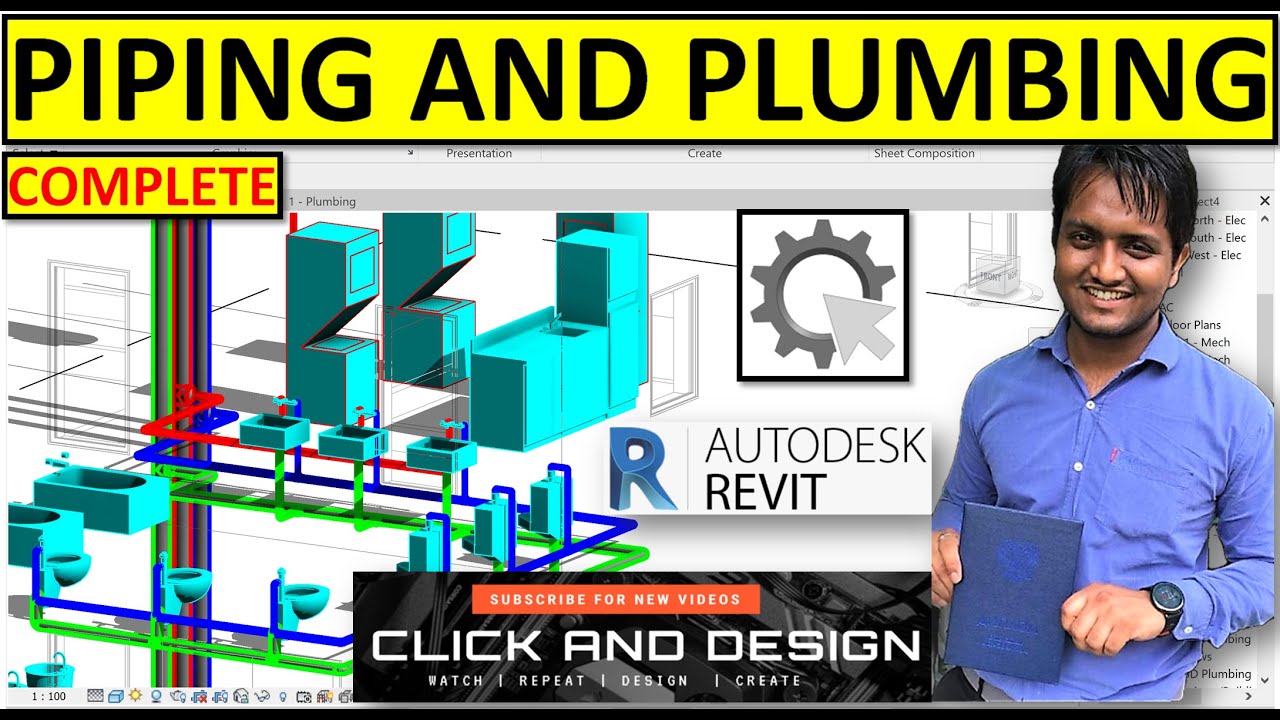 Piping and Plumbing💧👷‍♂️ | Revit MEP💻 | Plumbing Fixtures🛁🚽 | Step by Step✅ | English🌐