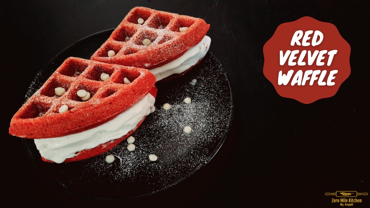Red velvet waffles | breakfast waffle | eggless waffle| red velvet waffle |Red velvet belgian waffle