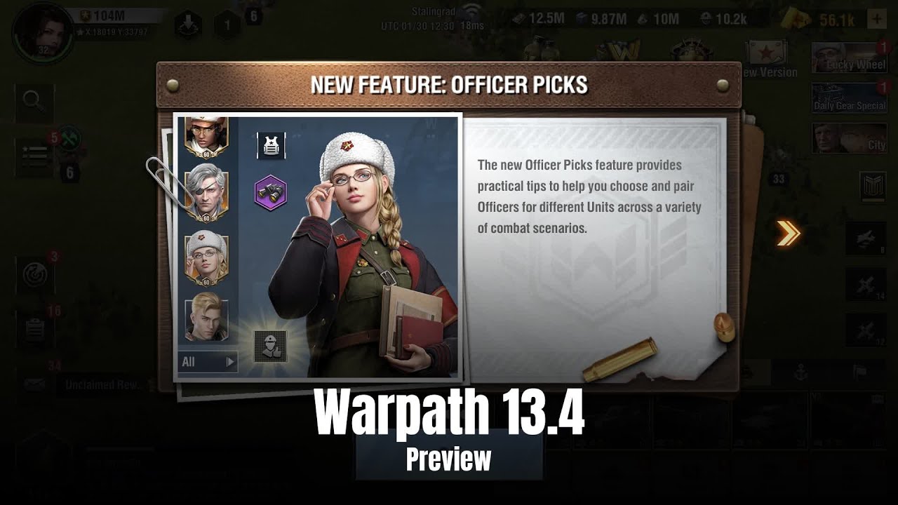 Warpath v13.4: Храбрый путь, 3-й сезон, система предложений офицеров и новые офицеры
