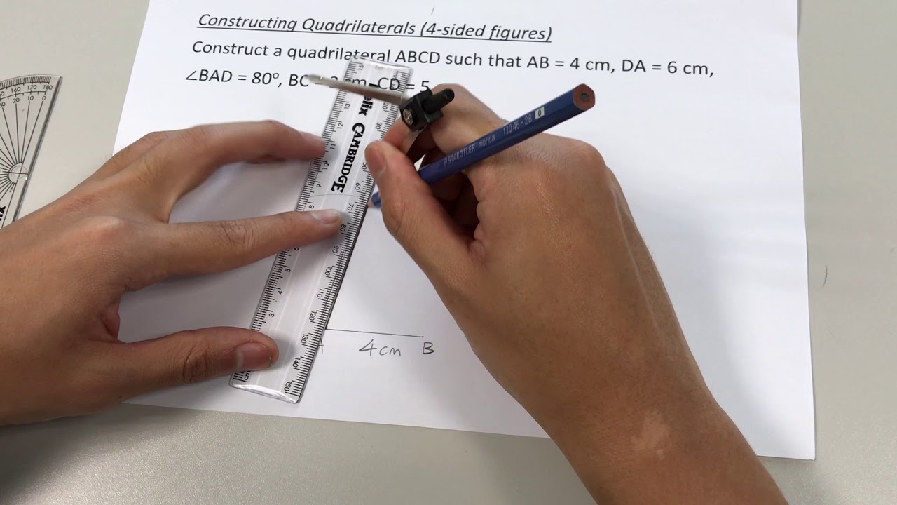 Constructing Quadrilaterals (4-sided figures) Eg 1