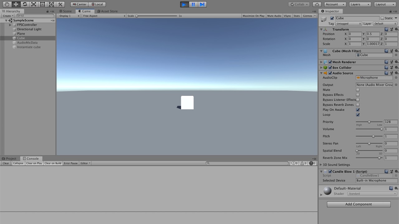 Unity Mic Input to Control Game Object Parameters