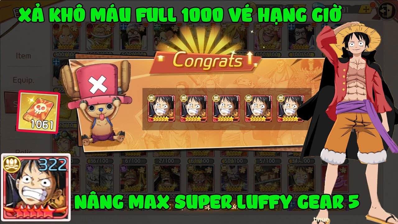 KHO BÁU TRUYỀN THUYẾT - XẢ 1000 VÉ LẤY TOP 1 NÂNG MAX INFERNO LUFFY HÓA GEAR 5 KẾT HỢP VỚI GOD ENEL