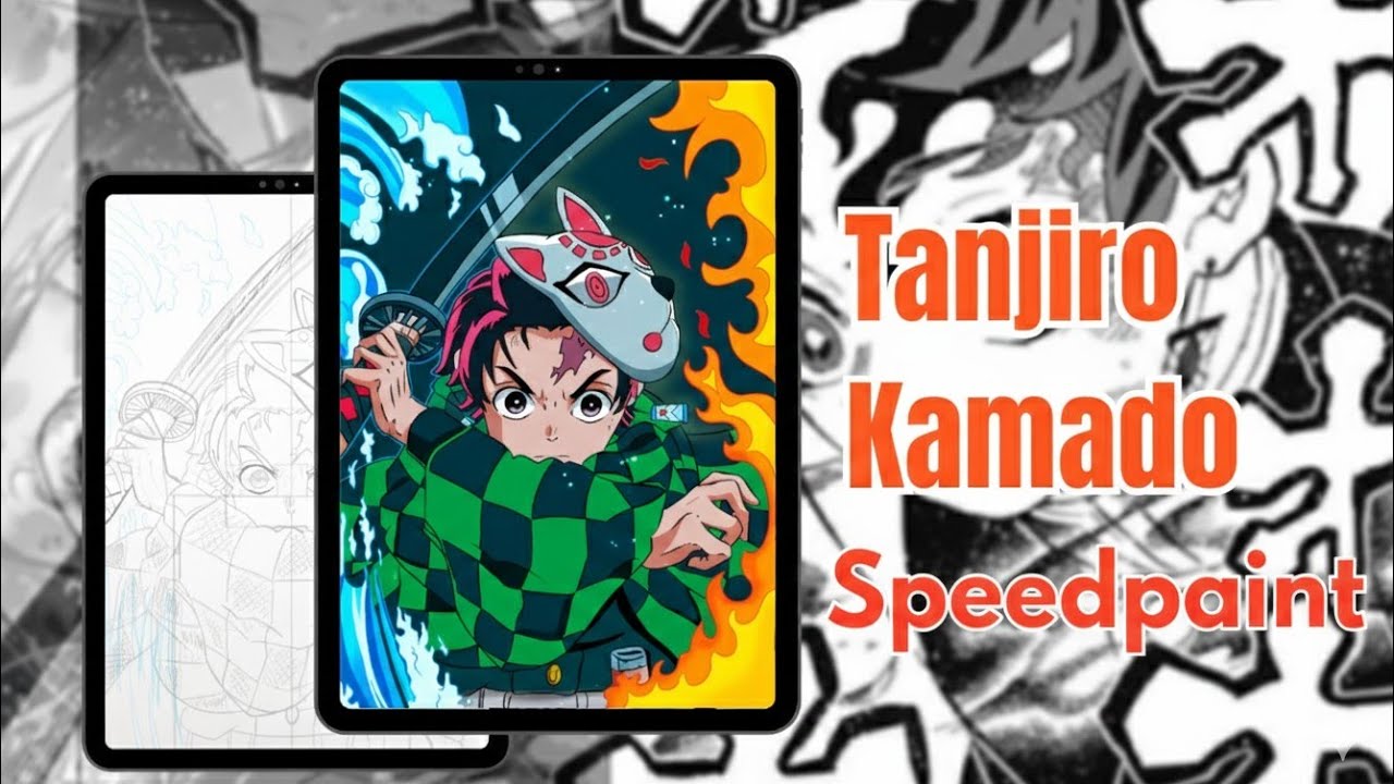 🌊🔥Dibujando a Tanjiro Kamado | speedpaint: Agua y fuego (Demon Slayer)