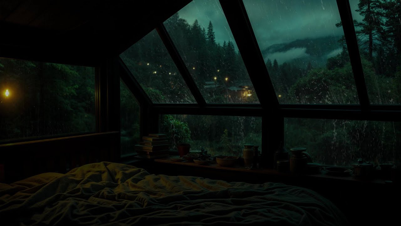 Cozy Stormy Night at an Open Window | Rain on the Window 😴 Deep Sleep & Relax