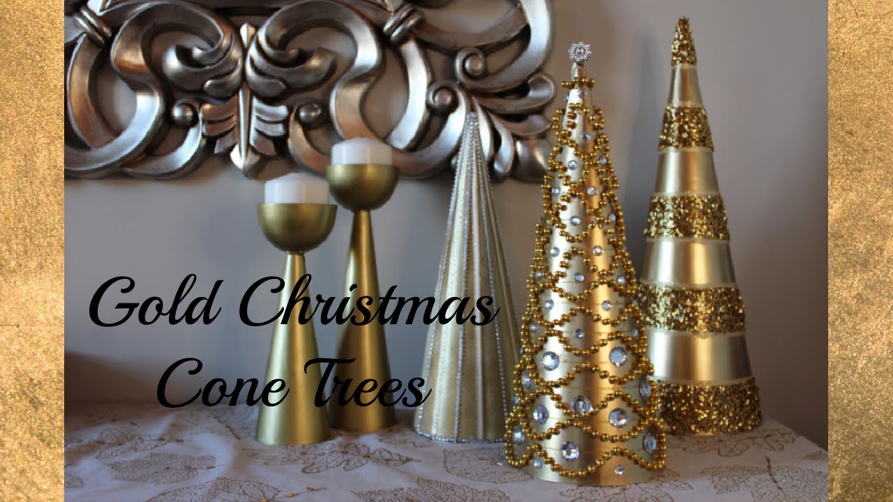 Gold Christmas Cone Trees in three finishes. Mini Christmas Trees for you holiday decor.