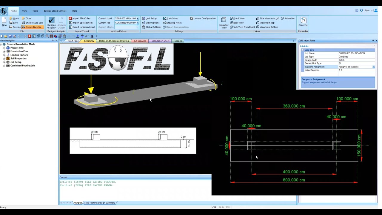 Combined Footing Design Based on the British Code in STAAD Foundation Advanced _ From A to Z