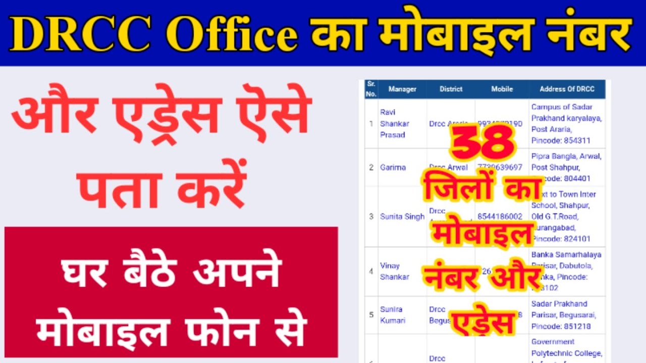 DRCC Office का Address और Mobile Number कैसे पता करें । Drcc office ka address kaise pata kare