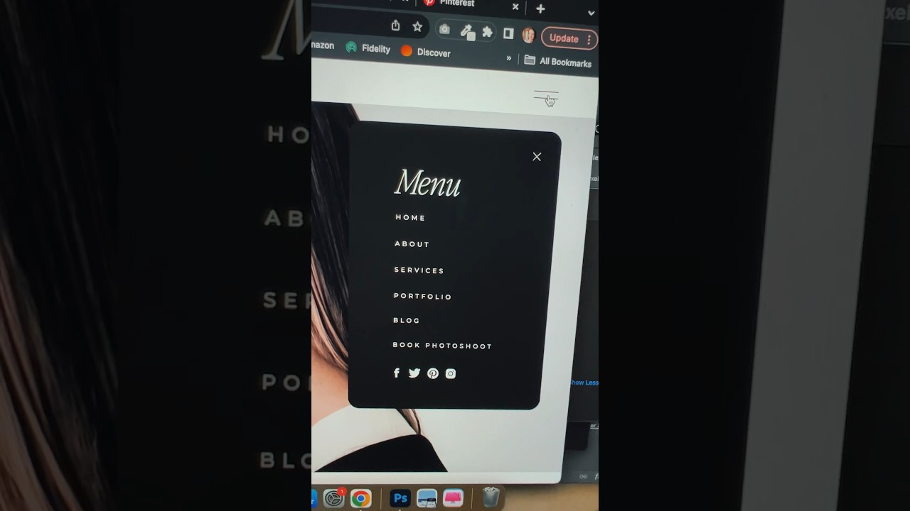 Cute little pop-out menu for Showit website. #websitedesign #showit