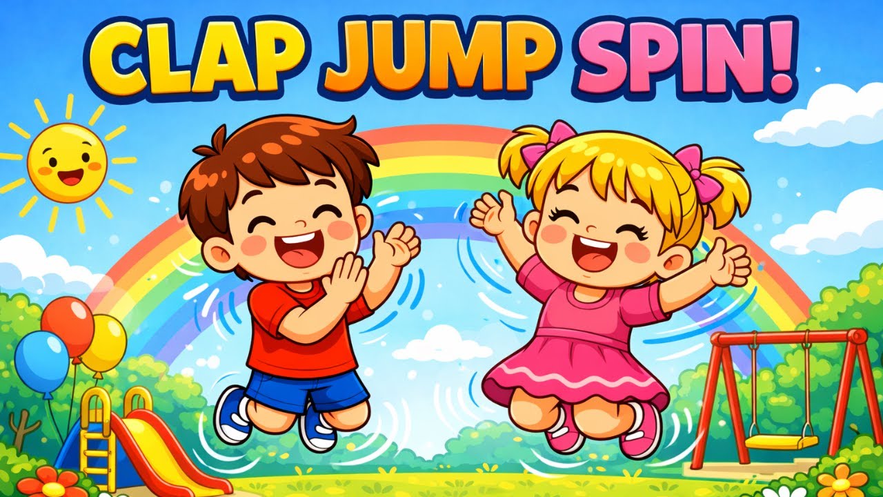 Clap Clap Clap Your Hands | Clap Jump Spin Song | Action Game Song for Preschool Kids, Learning Song