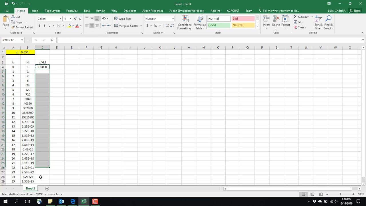 1a Taylor Series Example in Excel
