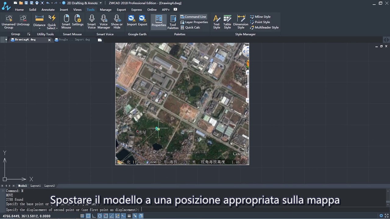 Google Earth Import: Inserire Mappa nel Disegno(italiano)