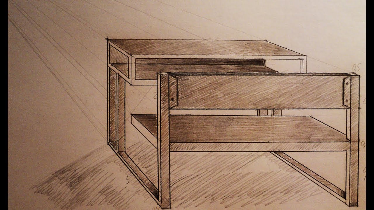 How to draw - one point perspective - school desk