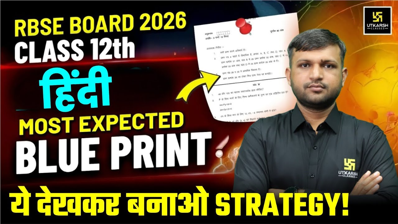 RBSE Class 12 Hindi: Most Expected Blueprint | RBSE Board Exam 2026 | BR Bhati Sir