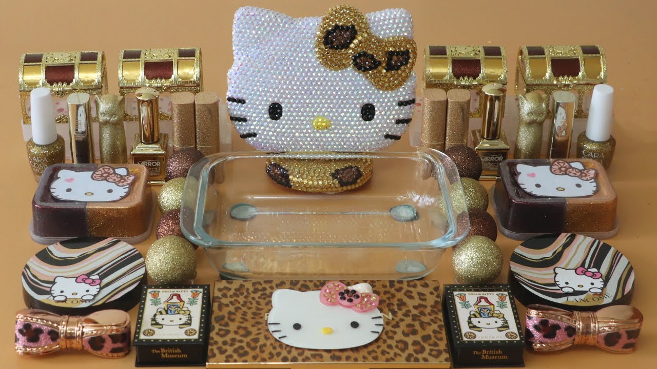 Mixing”Leopard Kitty” Eyeshadow and Makeup,parts,glitter Into Slime!Satisfying Slime Video!★ASMR★