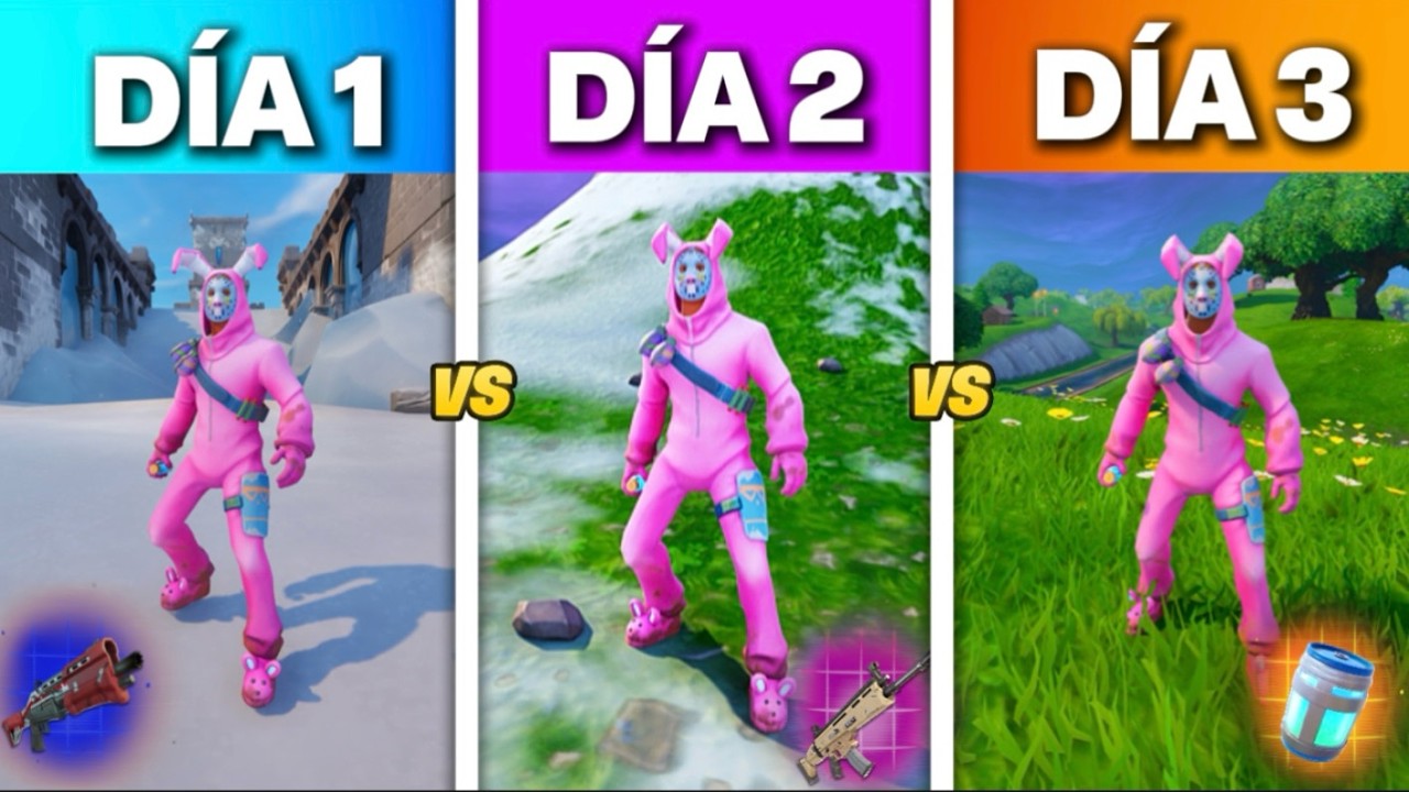 Sobreviví TRES días en Fortnite con LOOT de zonas SIN nieve