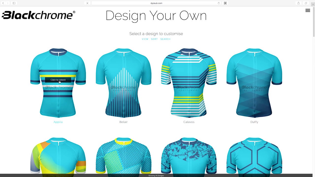 Design your own cycling kit with Blackchrome DYO. (USA)