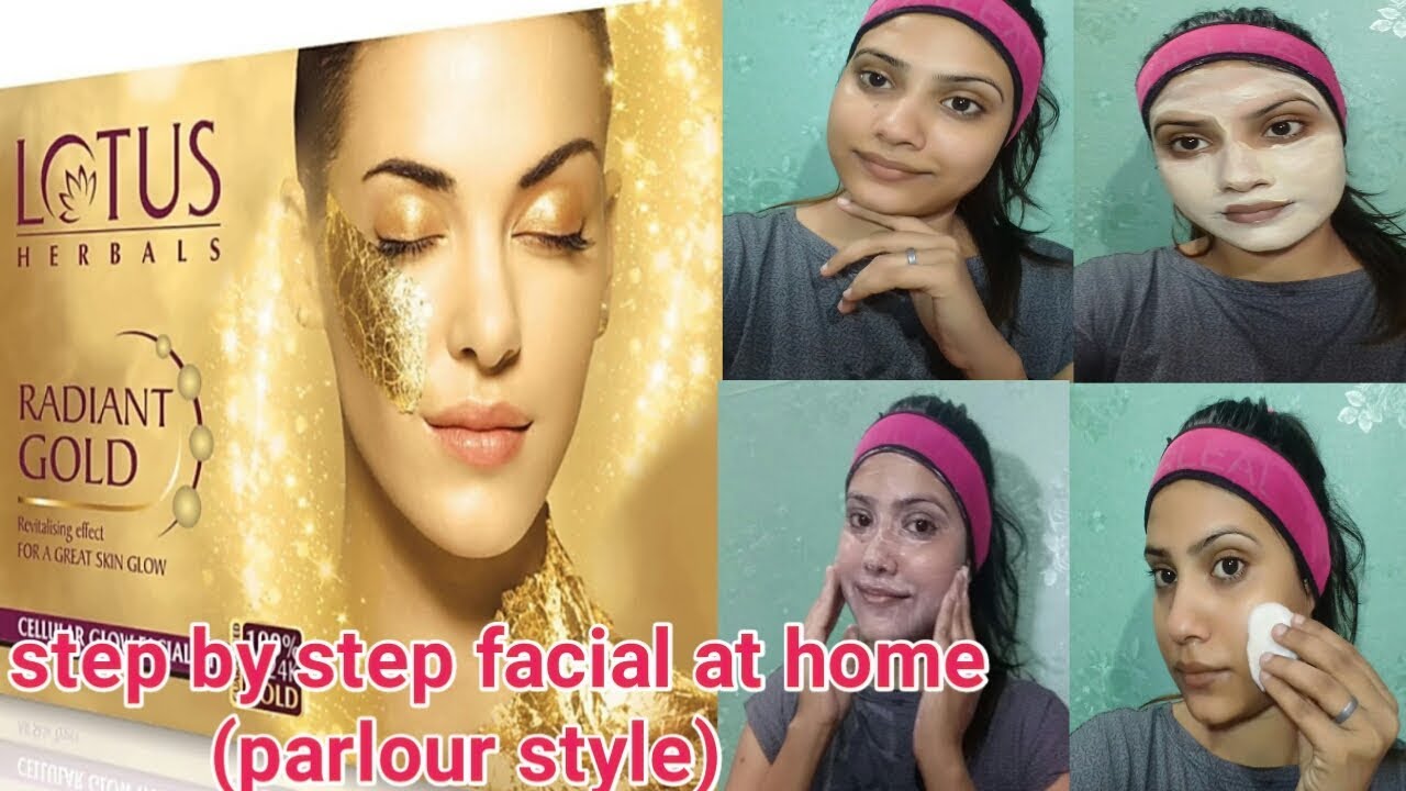 LOTUS HERBAL  GOLD FACIAL KIT|HOW TO DO FACIAL AT HOME (PARLOUR STYLE)/lotus facial kit