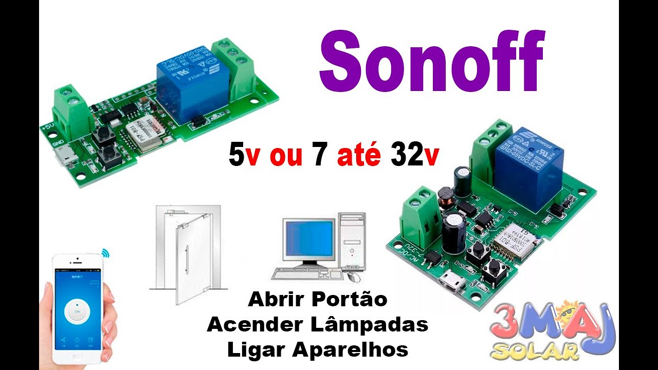 Automação Interruptor Wifi Sonoff Pulso ou Contínuo 5V 12V 24V 32V - Portões Lâmpadas