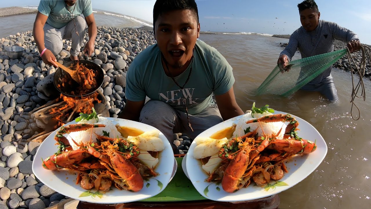 Vean como pescamos y preparamos un Rico sudado de Camarones