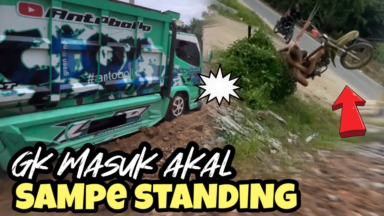 KOCAK..!! Nekat narik truk terpuruk pake motor😂😂