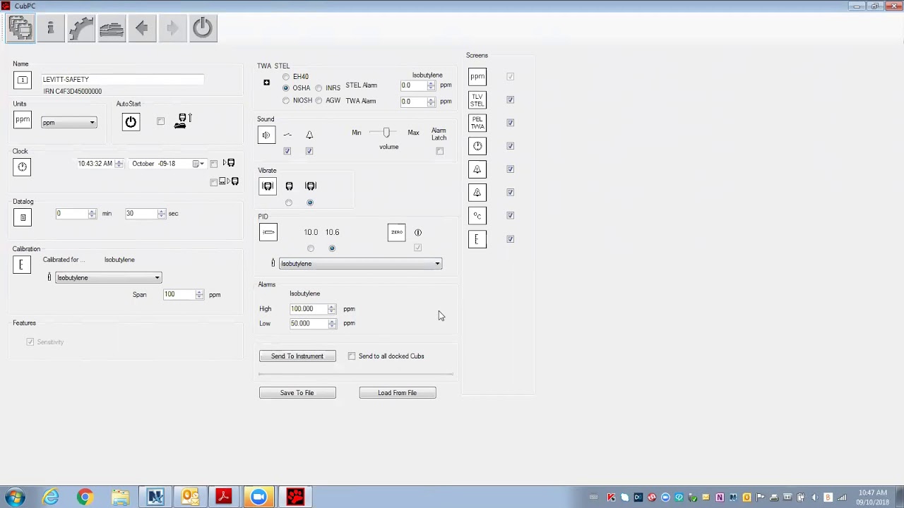Overview of the Ion-Science Cub PC software settings