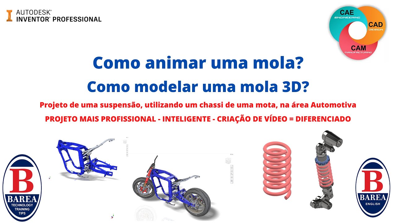 Autodesk Inventor | Modelagem de uma Mola 3D | Animação de uma mola | Projeto Automotivo | Barea TTT
