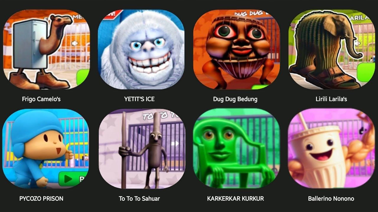 PYCOYO'S PRISON RUN,DUG DUG BEDUG,CHIMPANZINI COCOSINI'S,TRALALERO TRALALA'S,TRASH MONSTER,LAVACA...