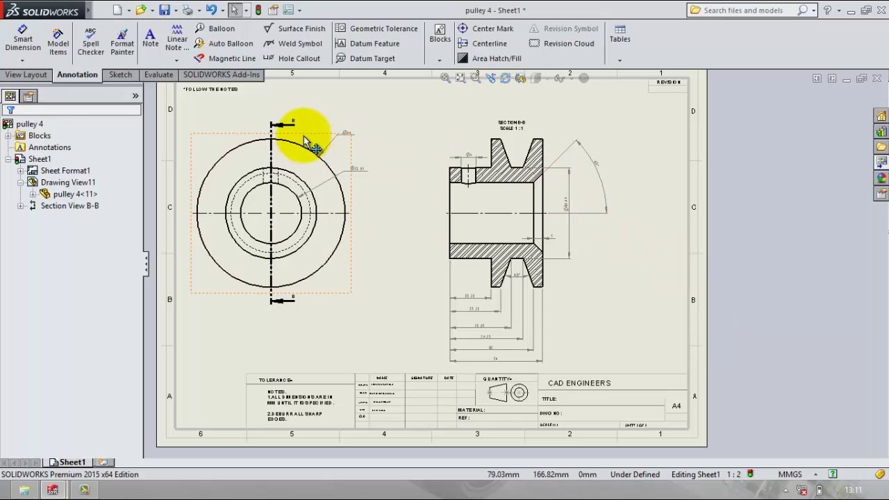 drafting and add GD&T in solidworks  tutorial