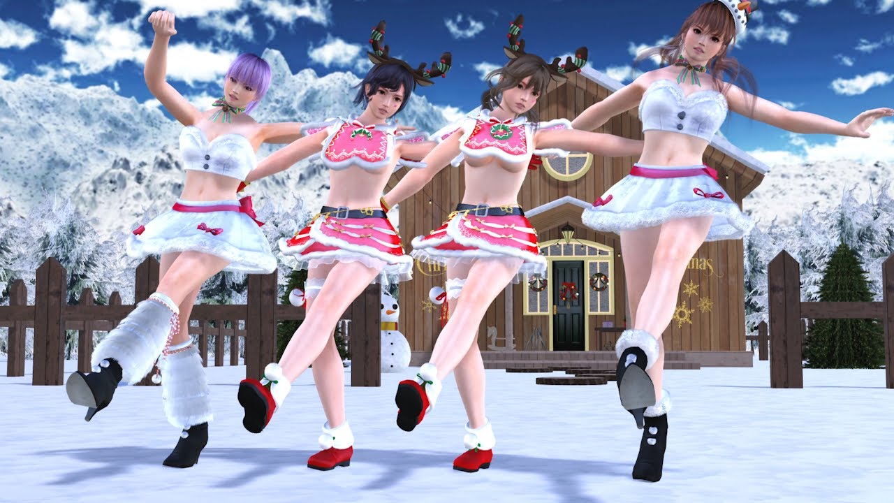 【MMD 4K】　ジングルベル 　デッドオアアライブ　みさき　なぎさ　かすみ　あやね　DEAD OR ALIVE　Misaki Nagisa Kasumi Ayane 　DOA　DOAGirls