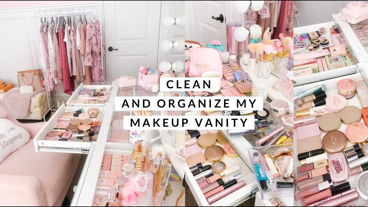 CLEANING AND ORGANIZING MY MAKEUP VANITY!💕