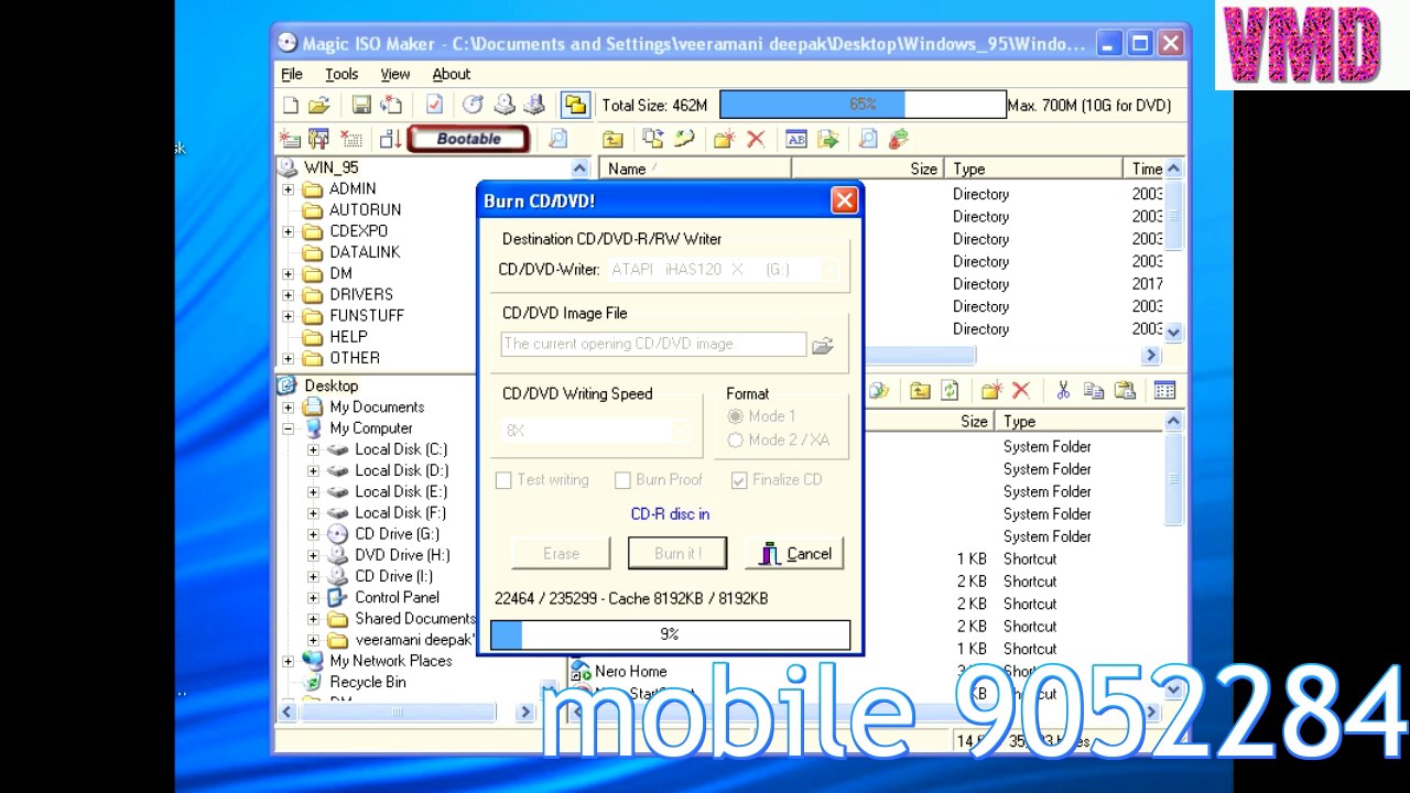 how do make windows 95 98 me xp  bootble cd  in telugu
