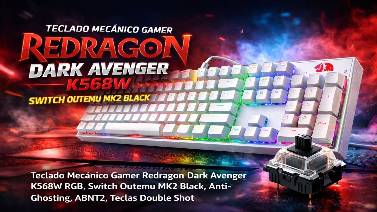 Teclado Mecânico Gamer Redragon Dark Avenger K568W, RGB, Switch Outemu MK2 Black   Vale apena?