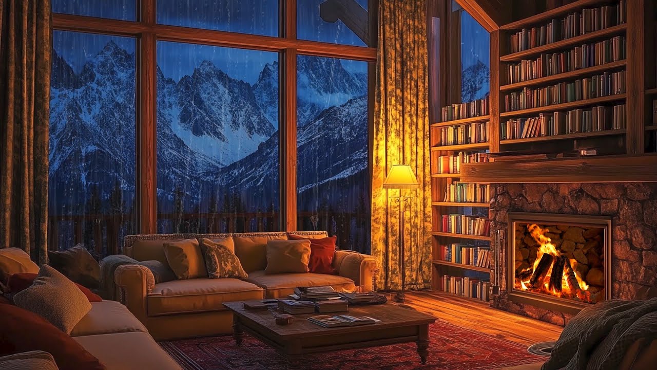 Deep Sleep Rain & Soft Piano 🎹🌧️ Fireplace Sounds for Stress Relief & Calm