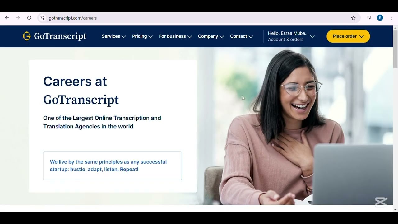 حل اختبار موقع جوترانسكريبت خطوة بخطوة |GoTranscript test | شرح الموقع والتقديم لعمل بالتفريغ الصوتي