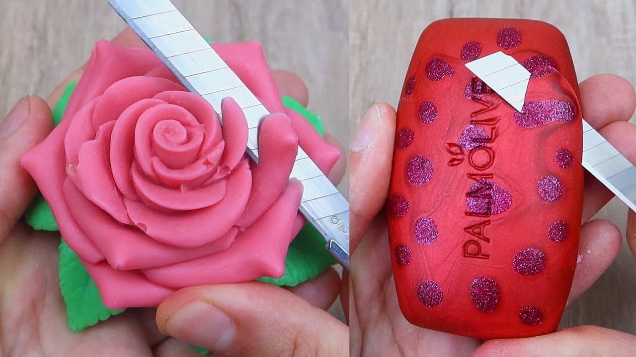Relaxing Soap Cutting ASMR. Satisfying Soap and lipstick cutting. Corte de jabón - 1208