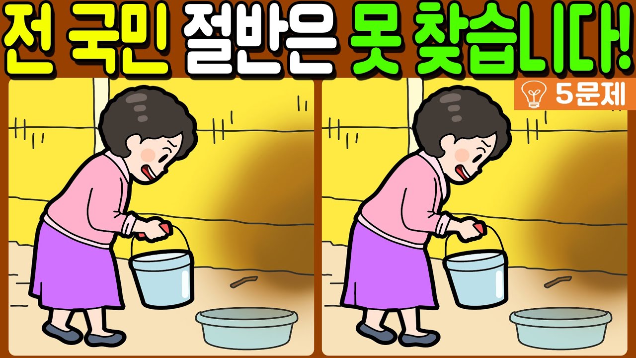 【다른그림찾기/치매예방】전 국민 절반은 못 찾는 차이점 3가지!【 find difference / 두뇌운동/3개 찾기/5문제/#1285】