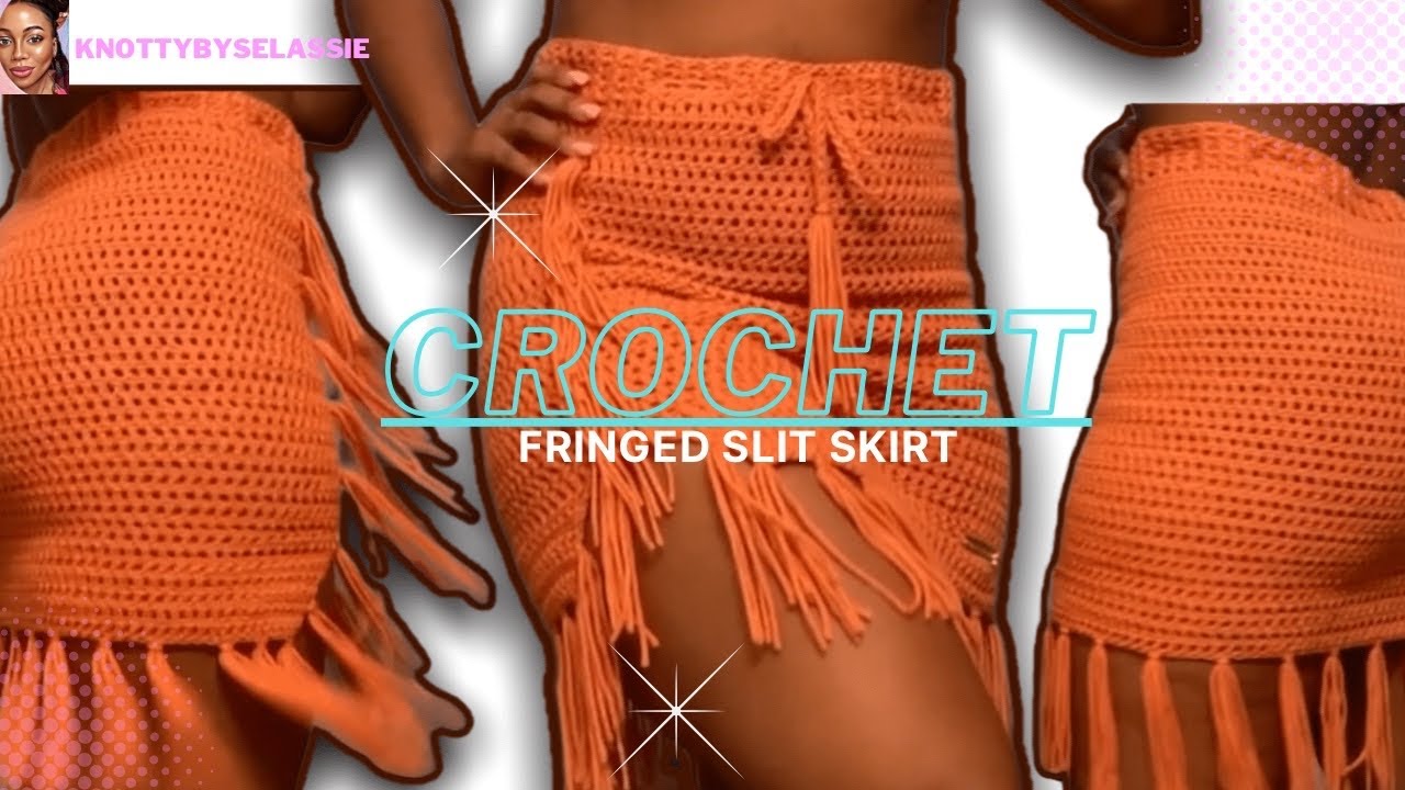 Crochet Fringed Slit Skirt