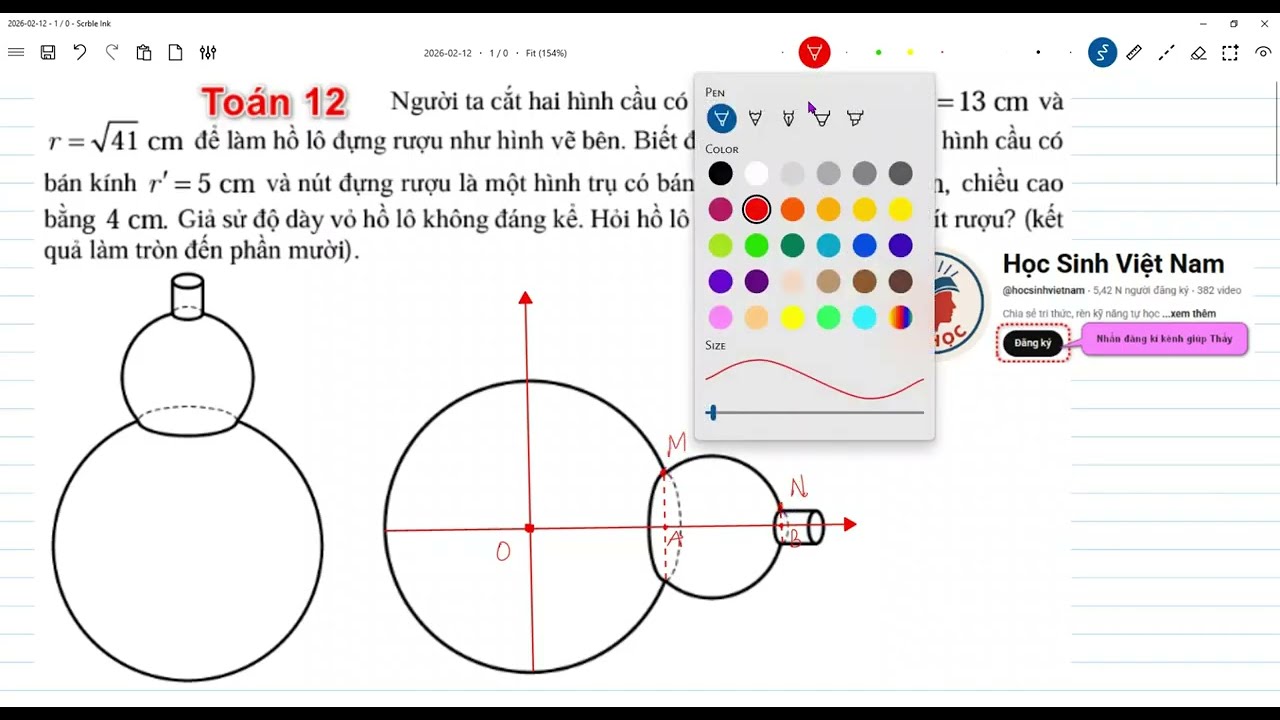 Giả sử độ dày vỏ hồ lô không đáng kể. Hỏi hồ lô đựng được bao nhiêu lít rượu?