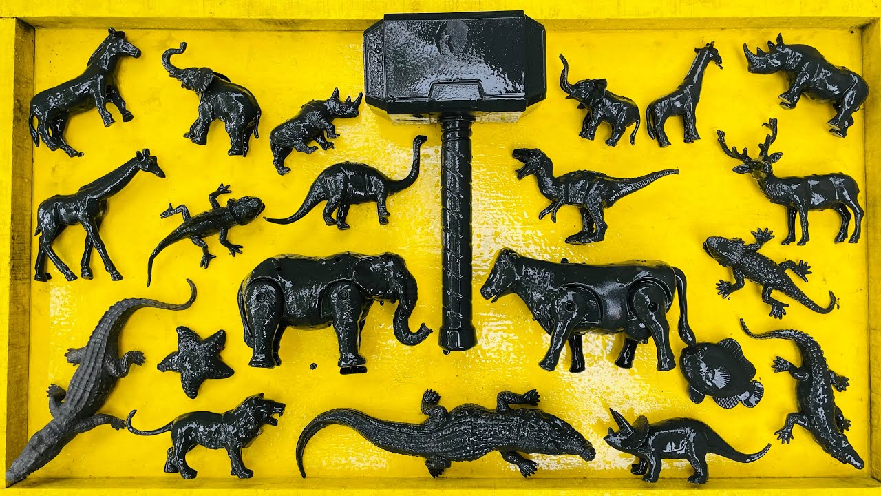 Membersihkan mainan hewan dino 🦕 gajah 🐘 buaya 🐊 sapi 🐄 berlumpur 
