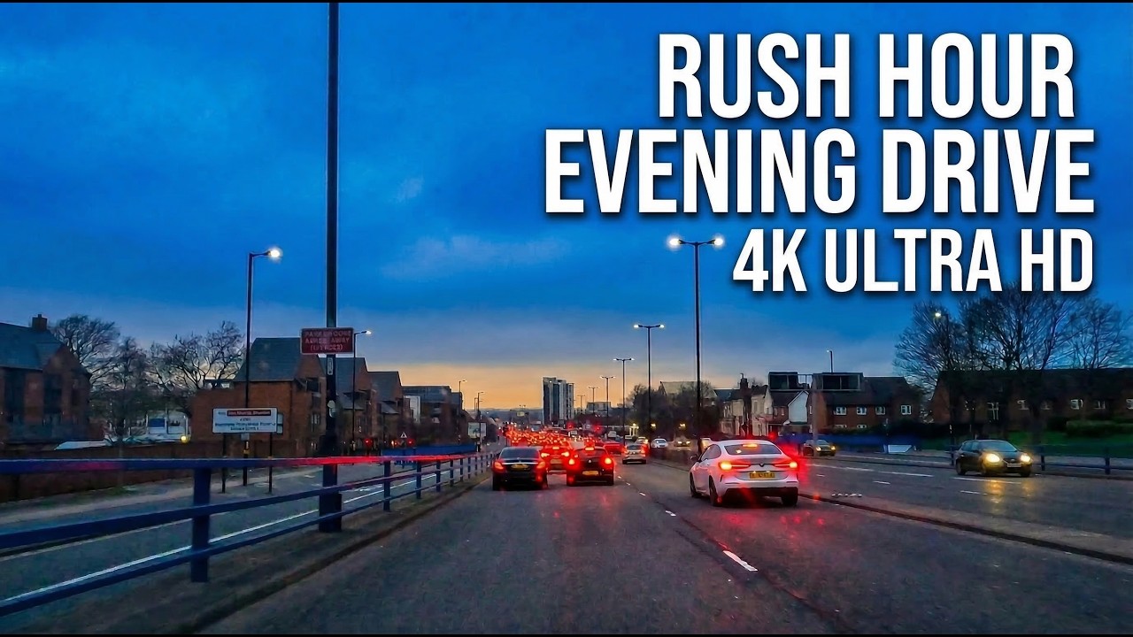 Evening Rush Hour drive with Calm Piano Music | 4K POV | Birmingham