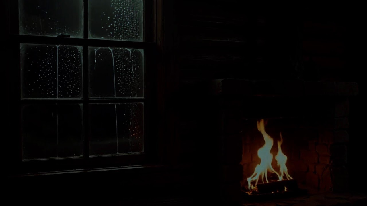 Deep Rain on Window Sounds with Soft Fireplace Atmosphere for Insomnia Relief