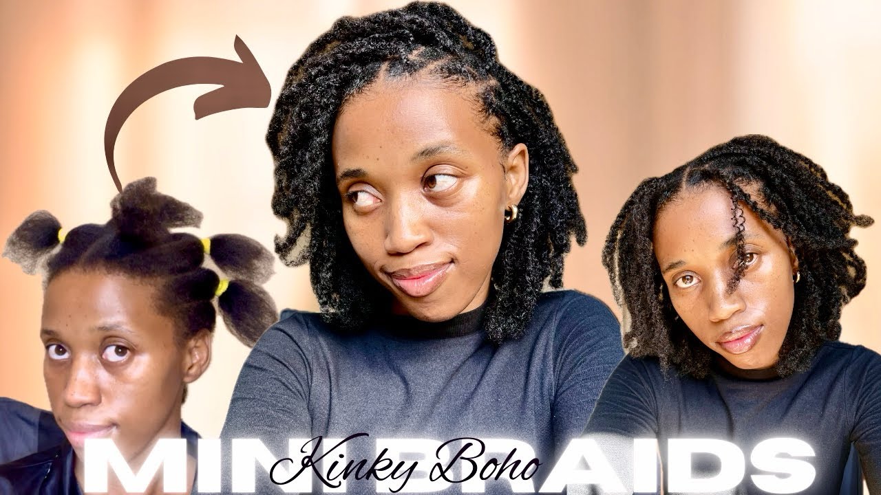 Kinky boho mini braids on short 4C hair|South African YouTuber