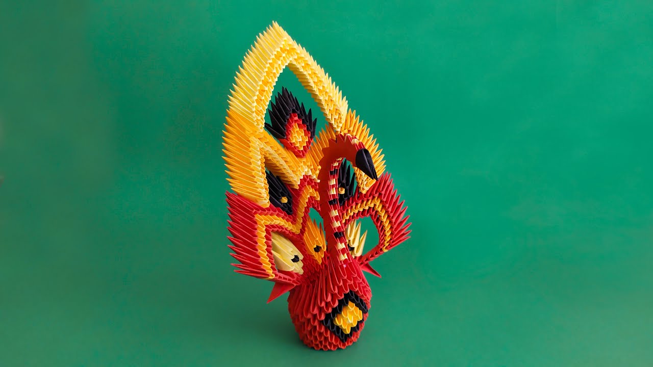 How to make a 3D origami Fire Peacock