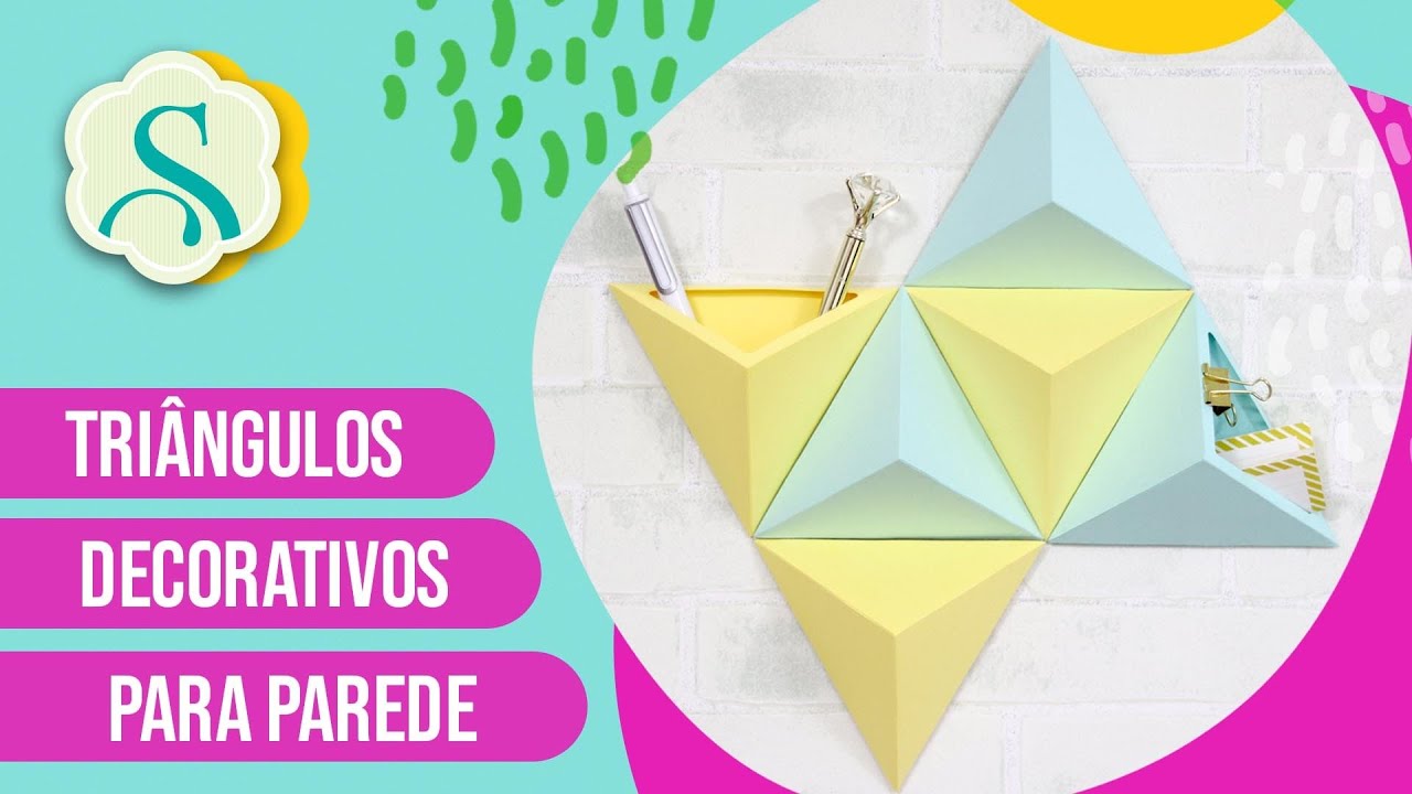DIY Triângulos 3D de Papel para Decoração de Paredes