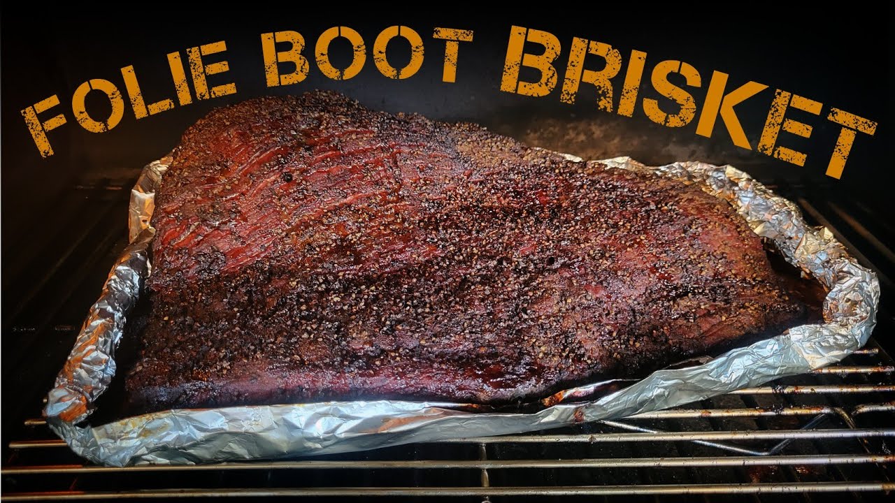 Folie boot Brisket op de bbq