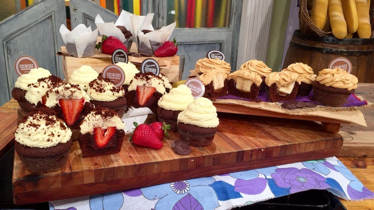 Muffins de chocolate con corazón sorpresa