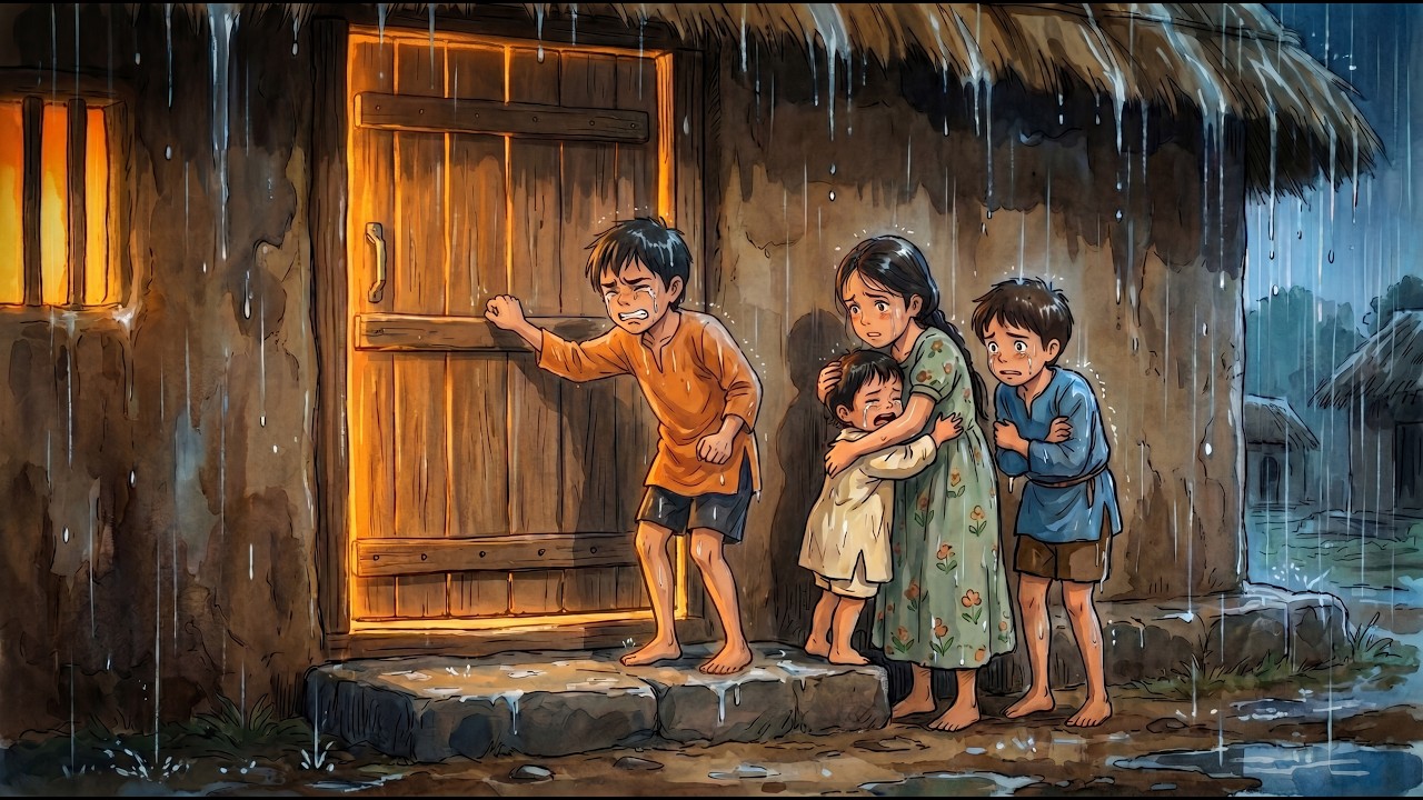 90s Monsoon Flooding , Orphans Looking for Shelter & Kindness | Ghibli Style Indian Village ASMR