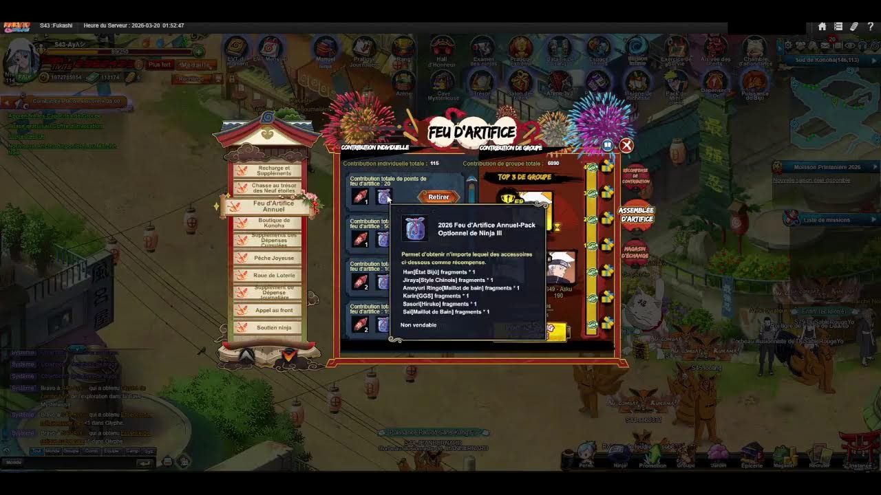 Naruto Online FR Présentation des EVT du 19/03/2026